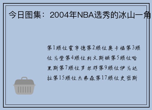 今日图集：2004年NBA选秀的冰山一角